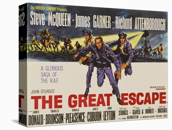 The Great Escape, UK Movie Poster, 1963-null-Stretched Canvas