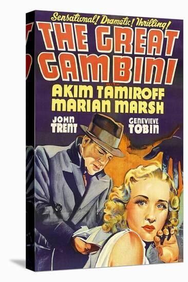 THE GREAT GAMBINI, US poster art, from left: Akim Tamiroff, Marian Marsh, 1937-null-Stretched Canvas