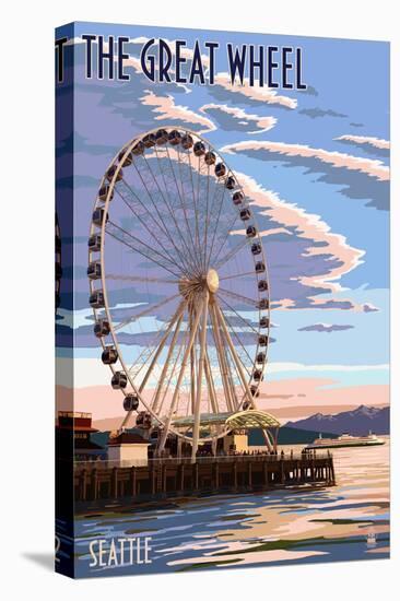 The Great Wheel at Sunset - Seattle, Washington-Lantern Press-Stretched Canvas