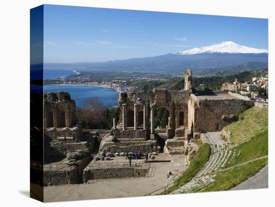 The Greek Amphitheatre and Mount Etna, Taormina, Sicily, Italy, Mediterranean, Europe-Stuart Black-Premier Image Canvas