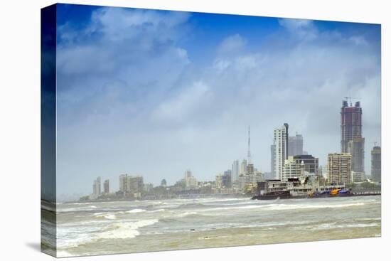 The Haji Ali Mosque and the Skyline of Central Mumbai under Monsoon Seas, Mumbai (Bombay)-Alex Robinson-Premier Image Canvas