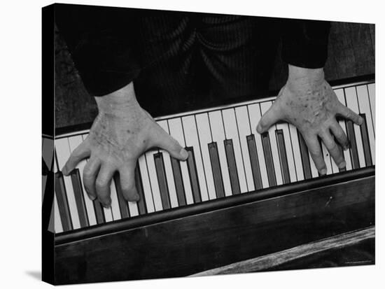 The Hands of Pianist Josef Hofmann Photographed from Above to Show the Reach of His Small Hands-Gjon Mili-Premier Image Canvas