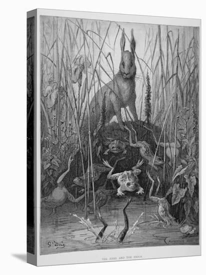 The Hare and the Frogs, from 'The Fables' of La Fontaine, Engraved by Stephane Pannemaker…-Gustave Doré-Premier Image Canvas
