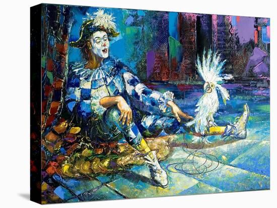 The Harlequin And A White Parrot-balaikin2009-Stretched Canvas