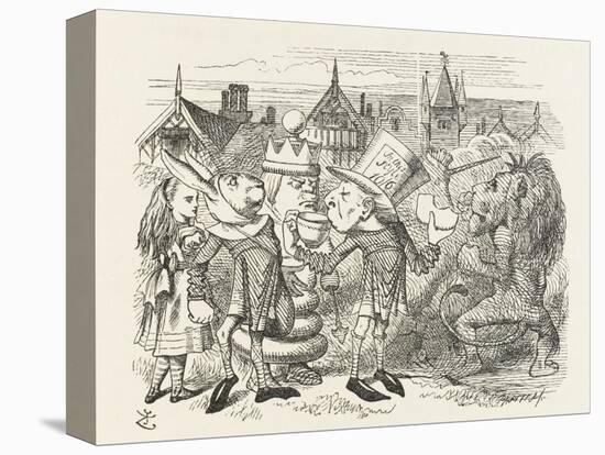 The Hatter with Alice the White King the Rabbit Messenger and the Lion-John Tenniel-Premier Image Canvas