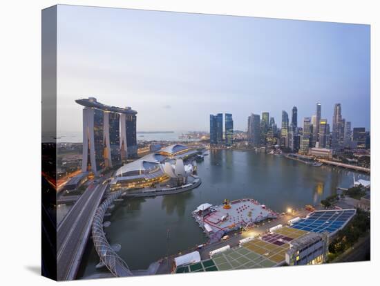 The Helix Bridge and Marina Bay Sands, Elevated View over Singapore, Marina Bay, Singapore-Gavin Hellier-Premier Image Canvas