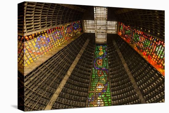 The high ceiling of the Metropolitan Cathedral of Saint Sebastian, Rio, Brazil-James White-Premier Image Canvas