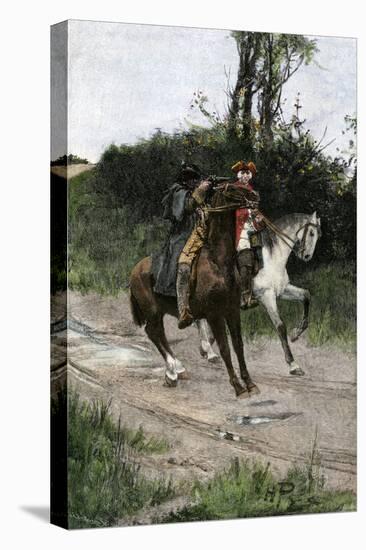 The Highway Bandit Dick Turpin (1805-1739) Rocking a Rider on an English Road under the Threat of A-null-Premier Image Canvas