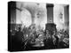 The Hofbrauhaus with Patrons Sitting at Long Tables Holding Large Steins of Beer-Ralph Crane-Premier Image Canvas