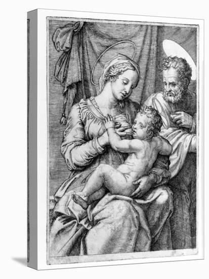 The Holy Family, Engraved by Marcantonio Raimondi, C.1515 (Engraving)-Raphael-Premier Image Canvas