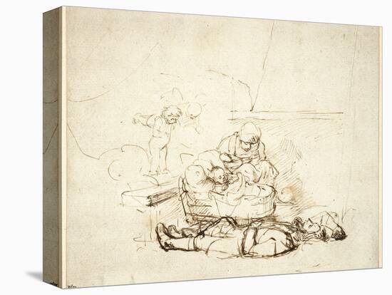 The Holy Family Sleeping, with Angels, 1645-Rembrandt van Rijn-Premier Image Canvas