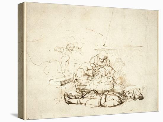 The Holy Family Sleeping, with Angels, 1645-Rembrandt van Rijn-Premier Image Canvas