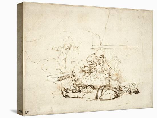 The Holy Family Sleeping, with Angels, 1645-Rembrandt van Rijn-Premier Image Canvas