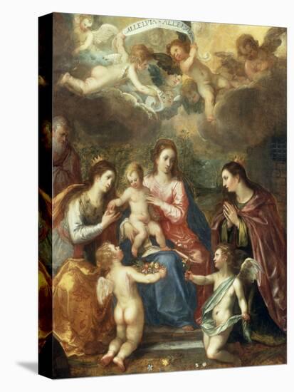 The Holy Family with St Catherine of Alexandria, two Angels and another Female Saint-Hendrik van Balen the Elder-Premier Image Canvas