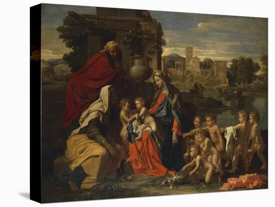 The Holy Family with the Infant Saint John the Baptist and Saint Elizabeth, and with Six Putti…-Nicolas Poussin-Premier Image Canvas