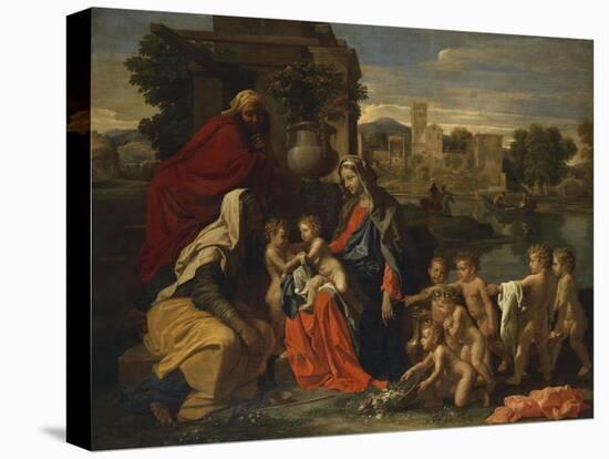 The Holy Family with the Infant Saint John the Baptist and Saint Elizabeth, and with Six Putti…-Nicolas Poussin-Premier Image Canvas