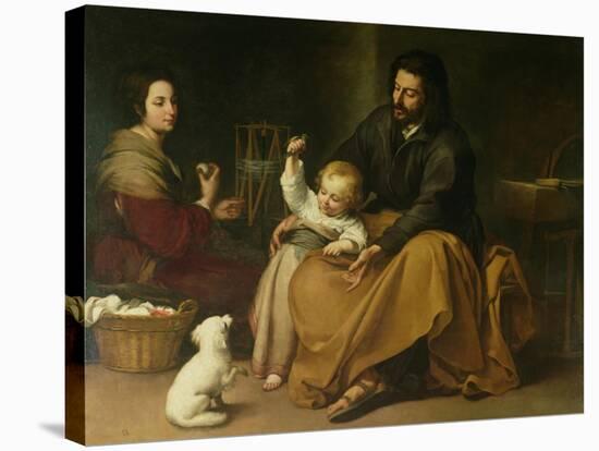 The Holy Family with the Little Bird, circa 1650-Bartolome Esteban Murillo-Premier Image Canvas