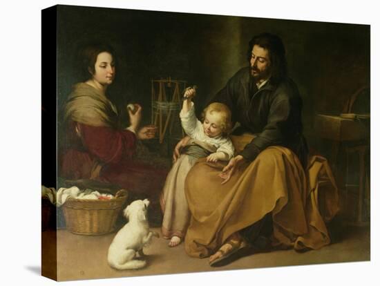 The Holy Family with the Little Bird, circa 1650-Bartolome Esteban Murillo-Premier Image Canvas