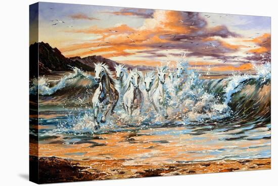 The Horses Running From Waves-balaikin2009-Stretched Canvas