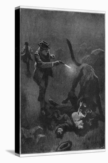 The Hound of the Baskervilles Holmes Shoots the Sinister Hound-Sidney Paget-Premier Image Canvas