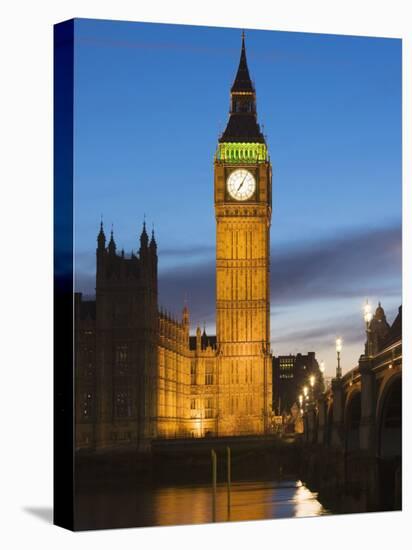 The Houses of Parliament, Big Ben and Westminster Bridge at Dusk, Westminster, London-Amanda Hall-Premier Image Canvas