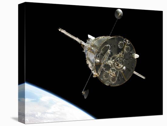 The Hubble Space Telescope in Orbit Above Earth-null-Premier Image Canvas
