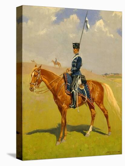 The Hussar (Private of the Hussars: A German Hussar) 1892-93 (Oil on Canvas)-Frederic Remington-Premier Image Canvas