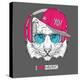 The Image of the Tiger in the Glasses, Headphones and in Hip-Hop Hat. Vector Illustration.-Sunny Whale-Stretched Canvas