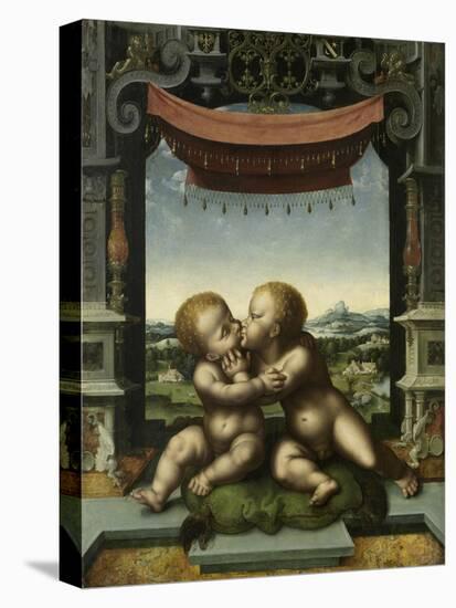 The Infants Christ and Saint John the Baptist Embracing, 1520-25-Joos Van Cleve-Premier Image Canvas