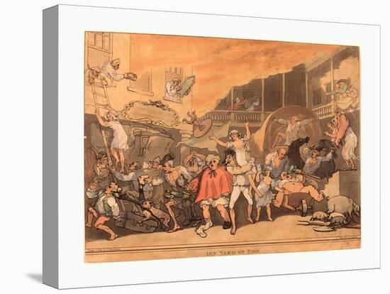 The Inn Yard on Fire, 1791, Hand-Colored Etching and Aquatint, Rosenwald Collection-Thomas Rowlandson-Premier Image Canvas