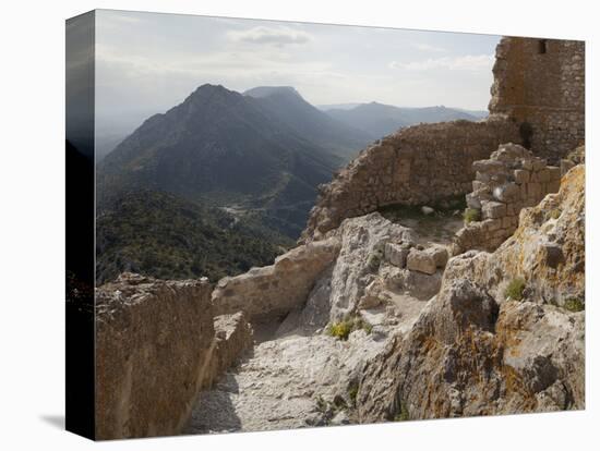 The Interior of the Cathar Castle of Queribus in Languedoc-Roussillon, France, Europe-David Clapp-Premier Image Canvas