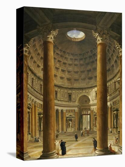 The Interior of the Pantheon, Rome, Looking North from the Main Altar to the Entrance, 1732-Giovanni Paolo Pannini-Premier Image Canvas