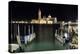 The Island and Church of San Georgio Maggiore at Night with a Boat Dock in the Foreground, Venice-Sean Cooper-Premier Image Canvas