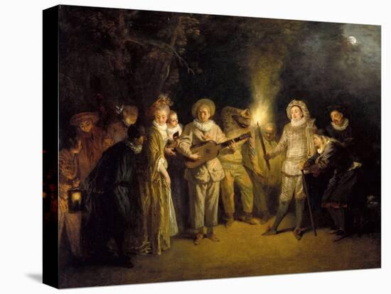 The Italian Comedy - Peinture De Jean Antoine (Jean-Antoine) Watteau(1684-1721), after 1716 - Oil O-Jean Antoine Watteau-Premier Image Canvas