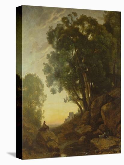 The Italian Goatherd, or the Effect of the Setting Sun, C.1847 (Oil on Canvas)-Jean Baptiste Camille Corot-Premier Image Canvas
