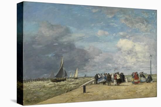 The Jetty at Trouville, 1869 (Oil on Canvas)-Eugene Louis Boudin-Premier Image Canvas