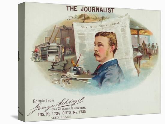 The Journalist Brand Cigar Box Label-Lantern Press-Stretched Canvas