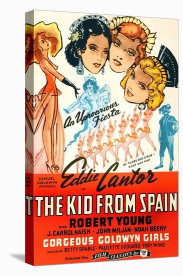 THE KID FROM SPAIN, US 1944 reissue poster art, Eddie Cantor (bottom right, in matador suit), 1932-null-Stretched Canvas
