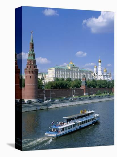 The Kremlin and Moskva River with Tourist Boat, Moscow, Russia-Steve Vidler-Premier Image Canvas