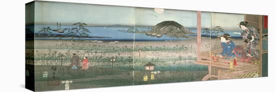 The Lady Fujitsubo Watching Prince Genji Departing in the Moonlight, 1853-Ando Hiroshige-Premier Image Canvas