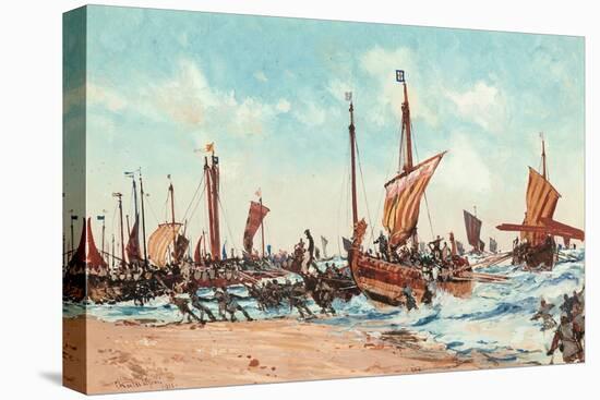 The Landing of William the Conqueror at Hastings, on 28 September 1066, 1910 (Pencil, W/C & Bodycol-Charles Edward Dixon-Premier Image Canvas