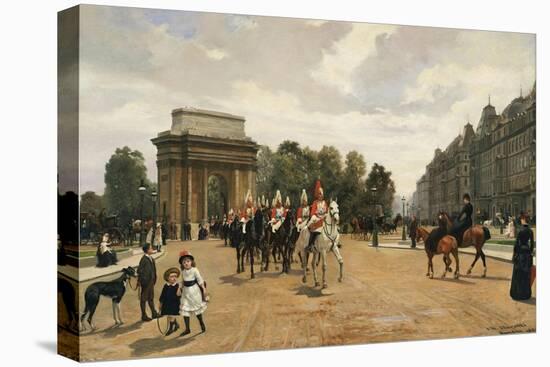 The Life Guards Passing Hyde Park Corner, London, circa 1886-Felippo Baratti-Premier Image Canvas