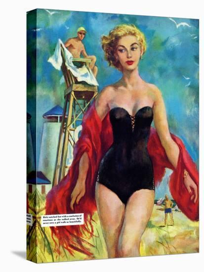The Lifeguard & The Lady  - Saturday Evening Post "Leading Ladies", August 27, 1955 pg.24-Bn Stahl-Premier Image Canvas