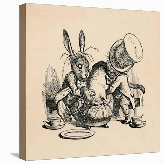 'The Mad Hatter and March hare trying to put the Dormouse into a teapot', 1889-John Tenniel-Premier Image Canvas