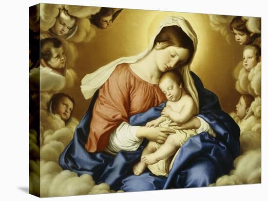 The Madonna and Child in Glory with Cherubs-Giovanni Battista Salvi da Sassoferrato-Premier Image Canvas