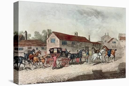The Mail Coach Changing Horses, Engraved by R. Havell, 1815-James Pollard-Premier Image Canvas