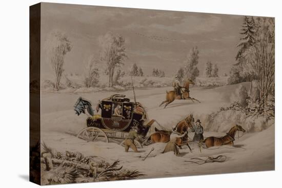 The Mail Coach in a Drift of Snow, 1825 (Coloured Engraving)-James Pollard-Premier Image Canvas