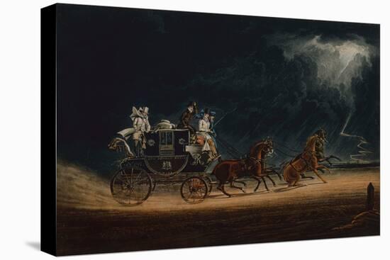 The Mail Coach in a Thunderstorm on Newmarket Heath, 1827 (Coloured Engraving)-James Pollard-Premier Image Canvas