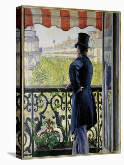 The Man on the Balcony an Elegant Man in a Top Hat Rests on the Railing of a Balcony on the Big Par-Gustave Caillebotte-Premier Image Canvas