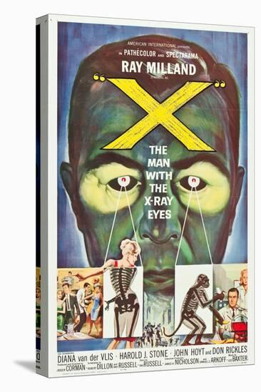 The Man With the X-Ray Eyes, poster art, 1963-null-Stretched Canvas